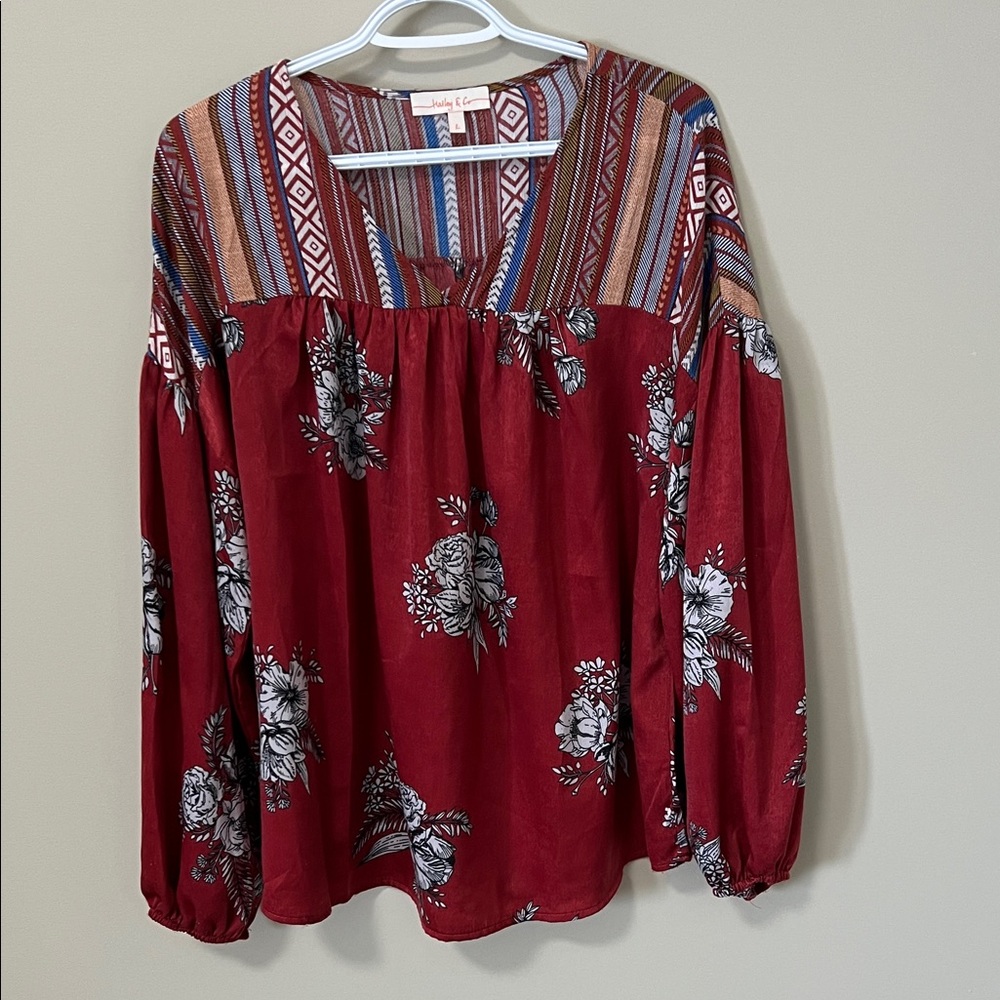 Hailey & Co Multicoloured Bohemian Southwestern Aztec-Style Blouse Size L
